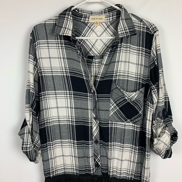 Cloth & Stone Katri Jumpsuit Black White Plaid - Picture 2 of 8